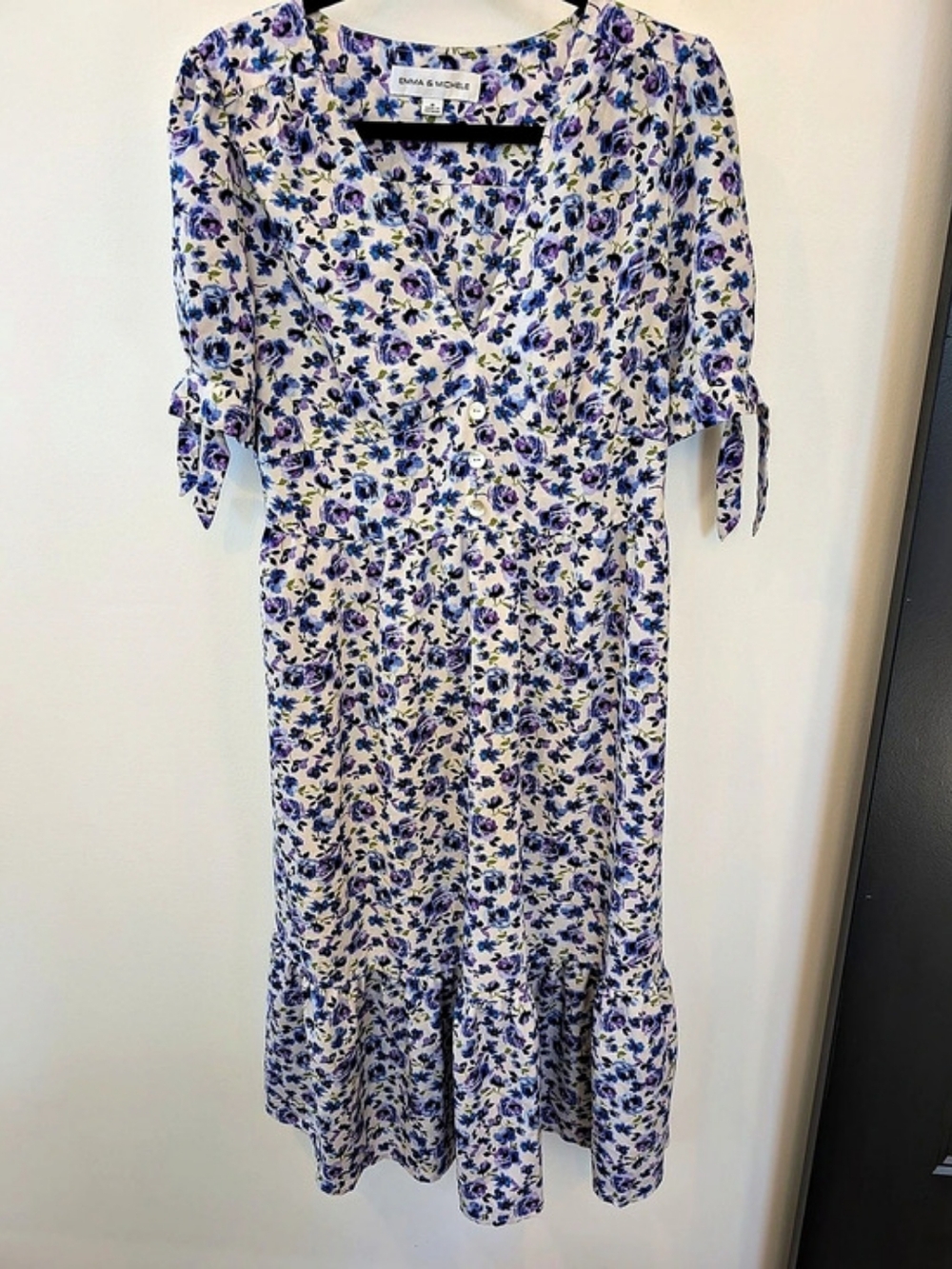 Emma & Michele Floral Midi Dress in Purple & White Size Medium